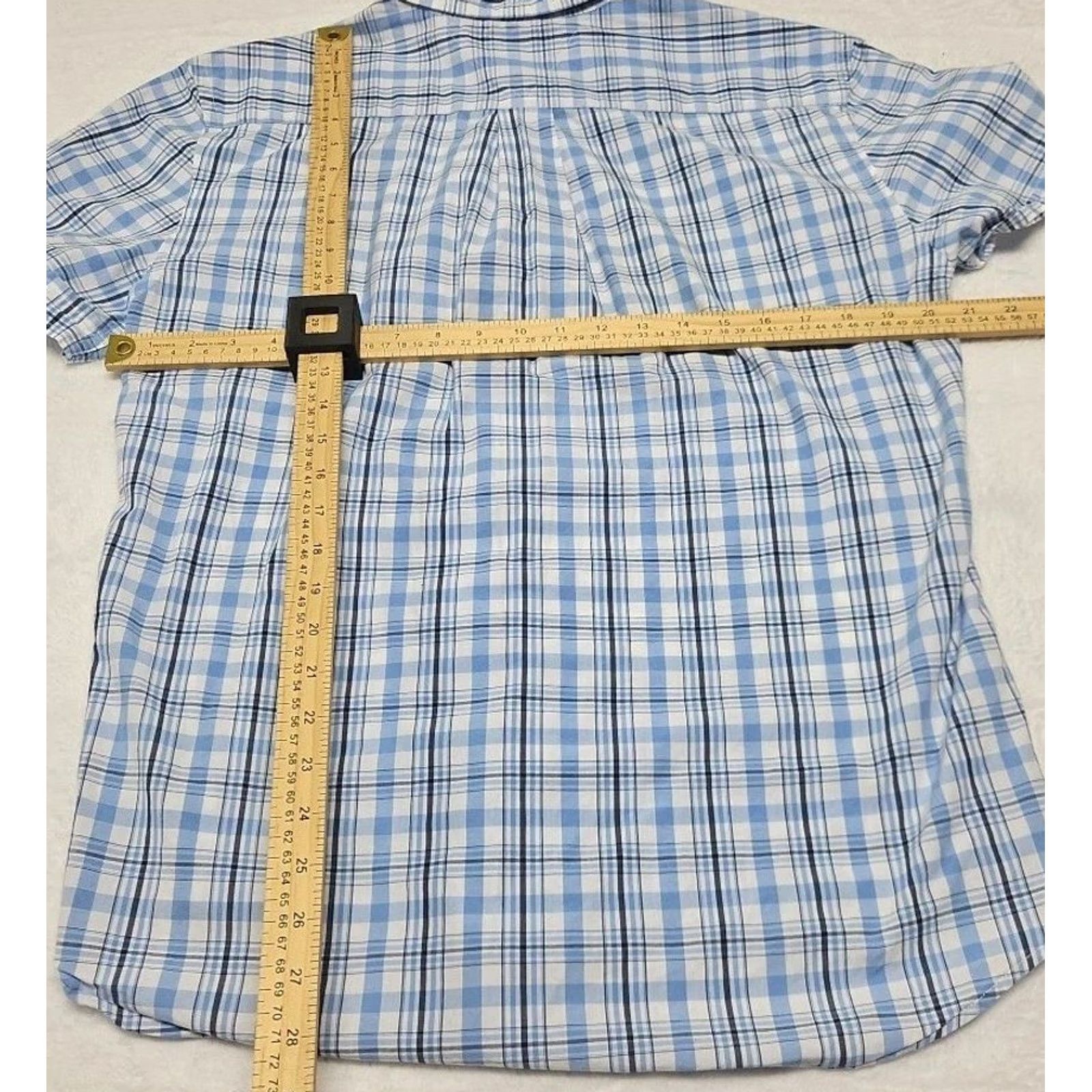 Tommy Hilfiger Tommy Hilfiger Custom Fit Shirt Men’s Large Blue Plaid Short Sleeve Shirt Button-Up Casual Size US M / EU 48-50 / 2 - 8 Thumbnail