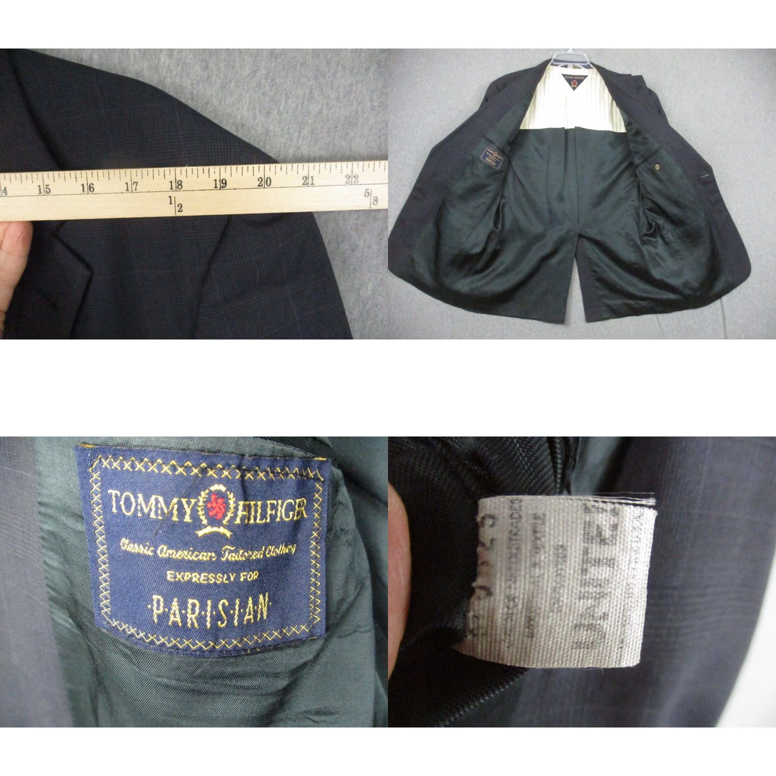 Tommy Hilfiger VINTAGE Tommy Hilfiger Blazer Mens 42R Wool Sport Coat Blue Plaid 2 Piece 2-Button Notch Parisian USA Men Size 42R - 8 Thumbnail