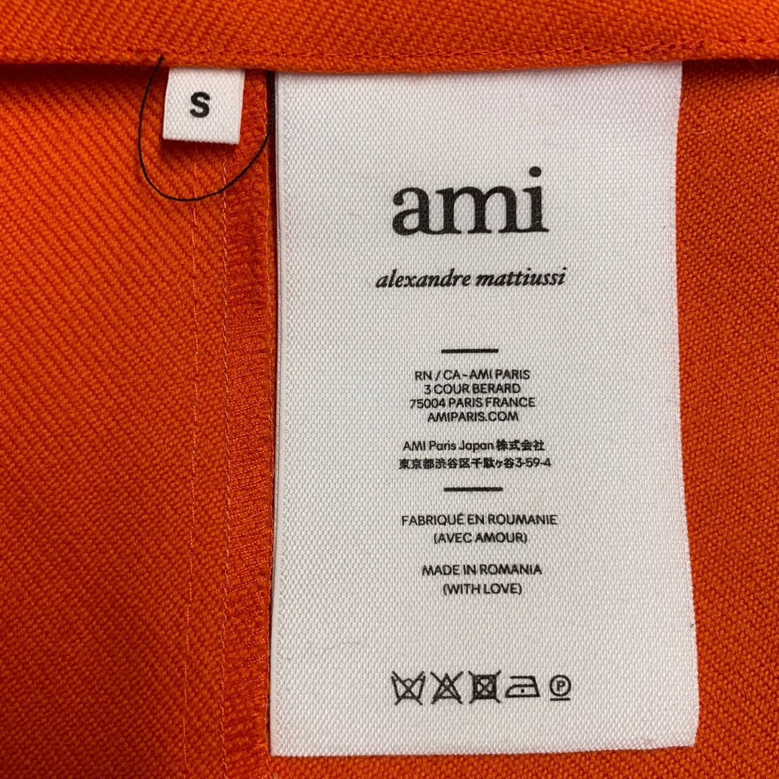 AMI Size S Orange Wool Twill Belted Wrap Mini Skirt Size 28" / US 6 / IT 42 - 4 Thumbnail