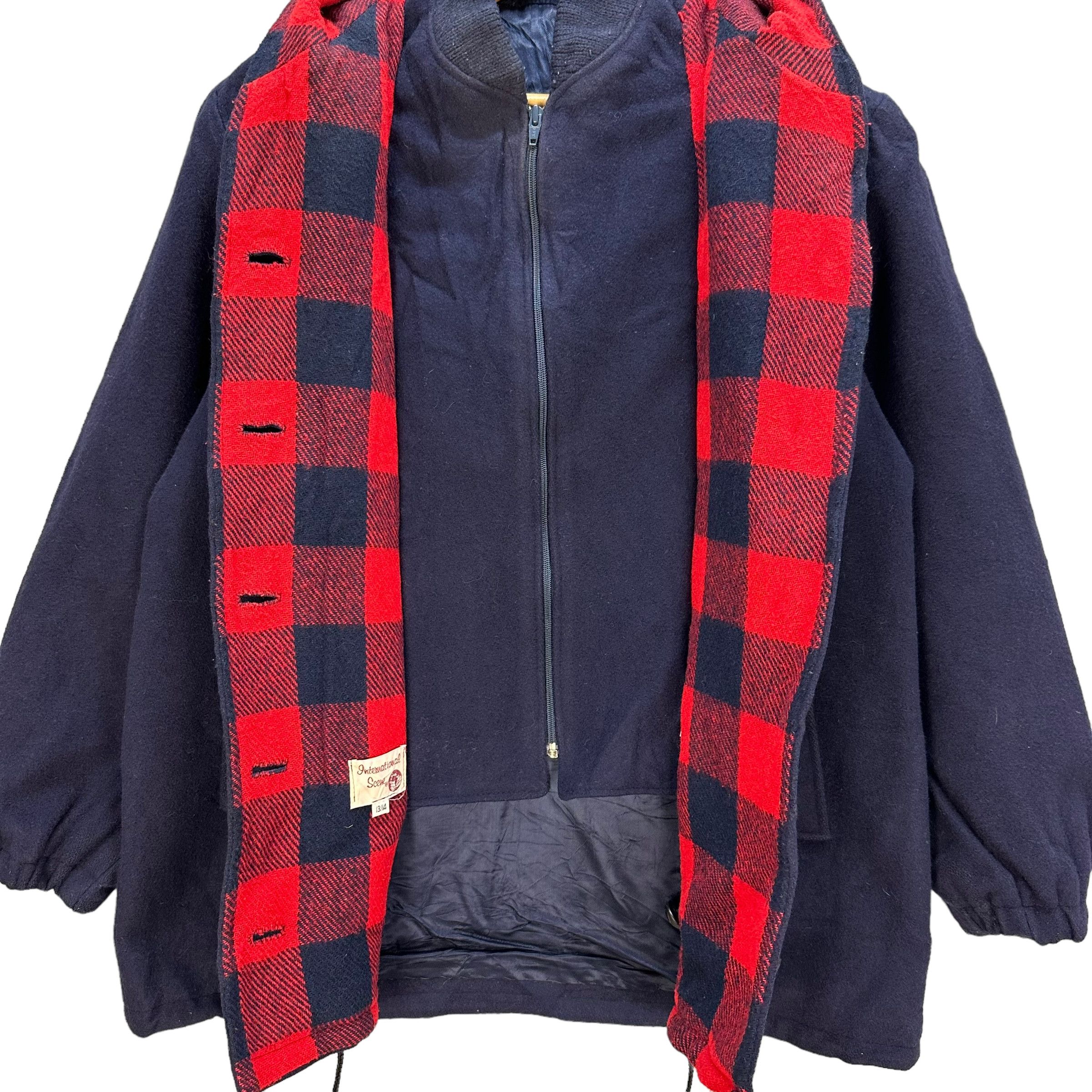 Vintage International Scene Button Zipper Hooded Wool Jacket A8-0196 Size US L / EU 52-54 / 3 - 6 Thumbnail