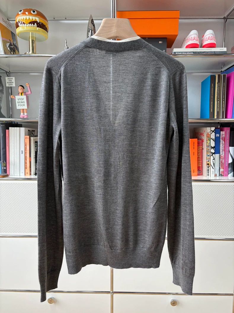 Loro Piana LORO PIANA Gray and white striped collar knit cardigan Size M / US 6-8 / IT 42-44 - 2 Thumbnail