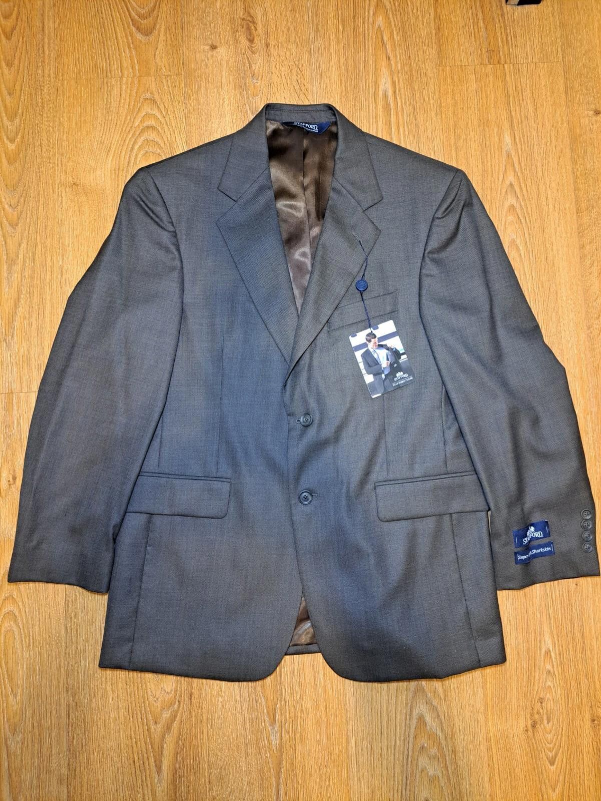 Stafford NEW Stafford Sport Coat Mens 38S Brown Super 100's Wool Size 38S - 1 Thumbnail