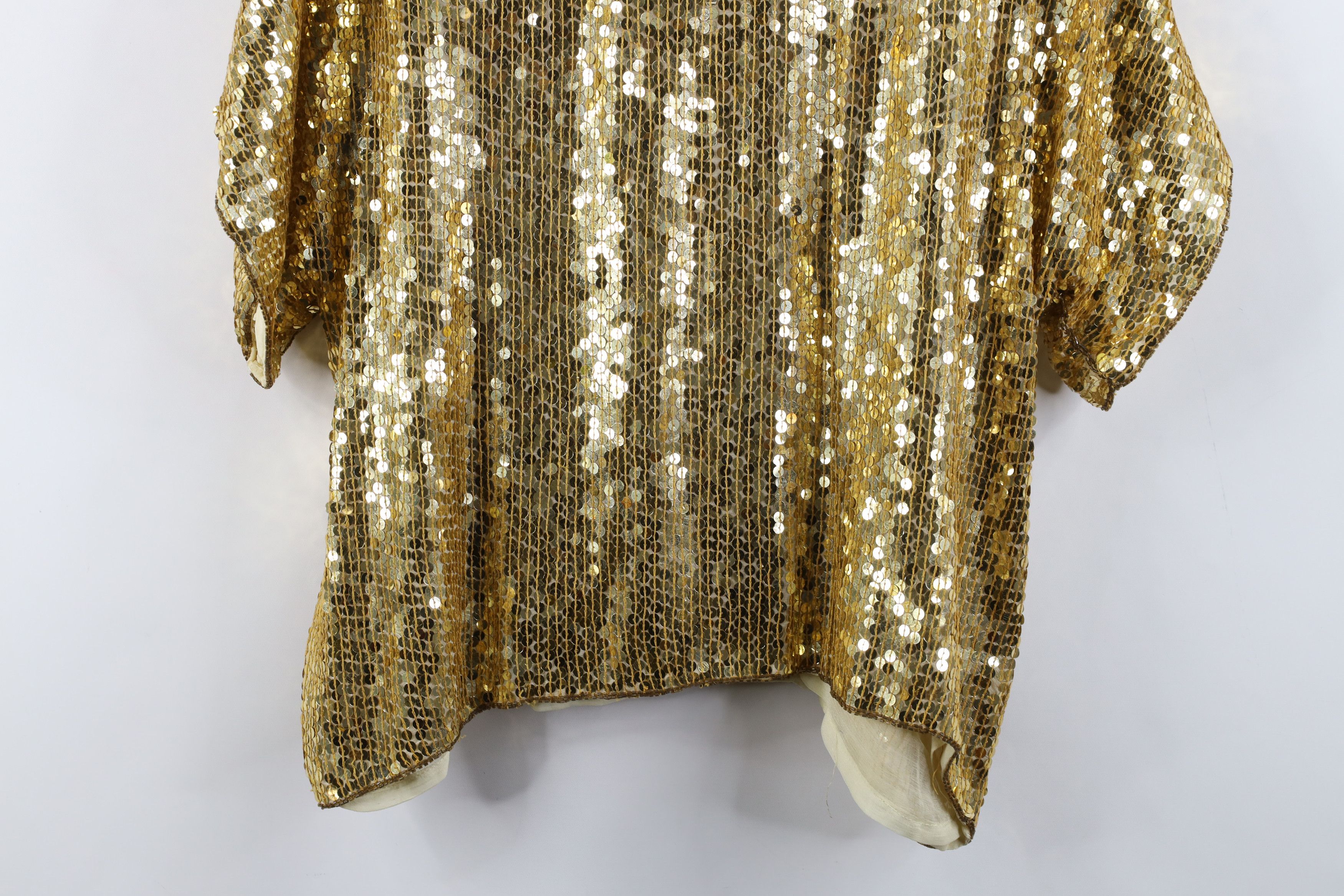 Vintage Vintage 80s 90s Rina Z Short Sleeve Disco Dance Shirt Gold Size L / US 10 / IT 46 - 13 Thumbnail