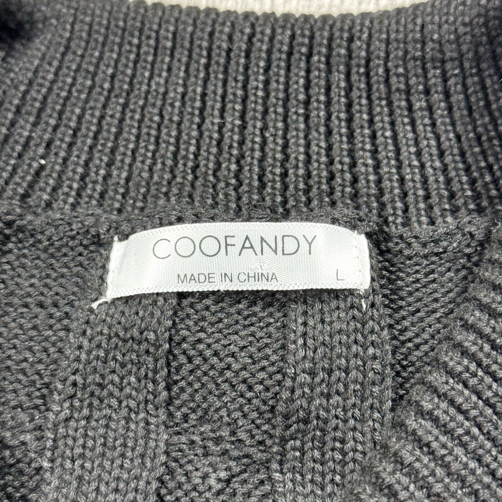 Vintage COOFANDY Men's Slim Fit Cable-Knit Sweater Pullover with Shawl Collar and Button Detail Size L Black Size US L / EU 52-54 / 3 - 3 Thumbnail