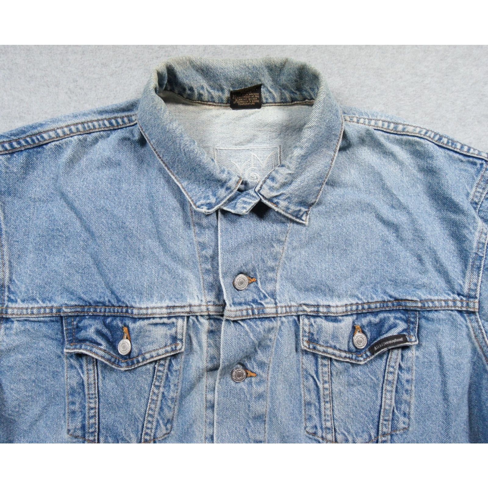 Denime VINTAGEAlias Wavefront Jacket Mens Large Blue Denim Jean Trucker Software Tech Shirt Size US 33 - 2 Thumbnail