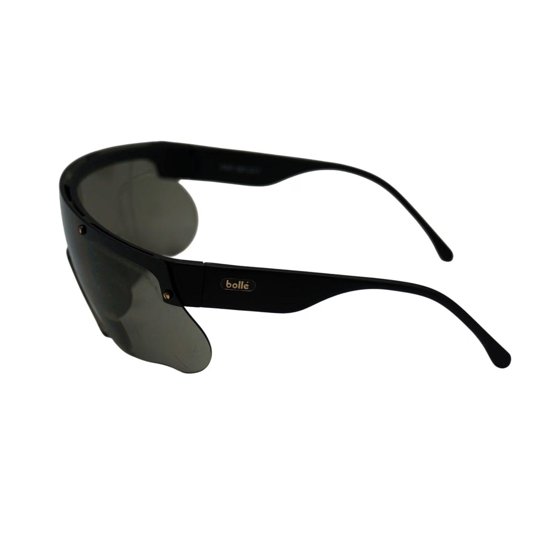 Vintage VINTAGE Bollé Eagle Vision II Visor Sunglasses Black Smoke Shield France FRAMES Mens Sunglasses 1980s 1990s Vision Eagle Visor Size ONE SIZE - 2 Thumbnail