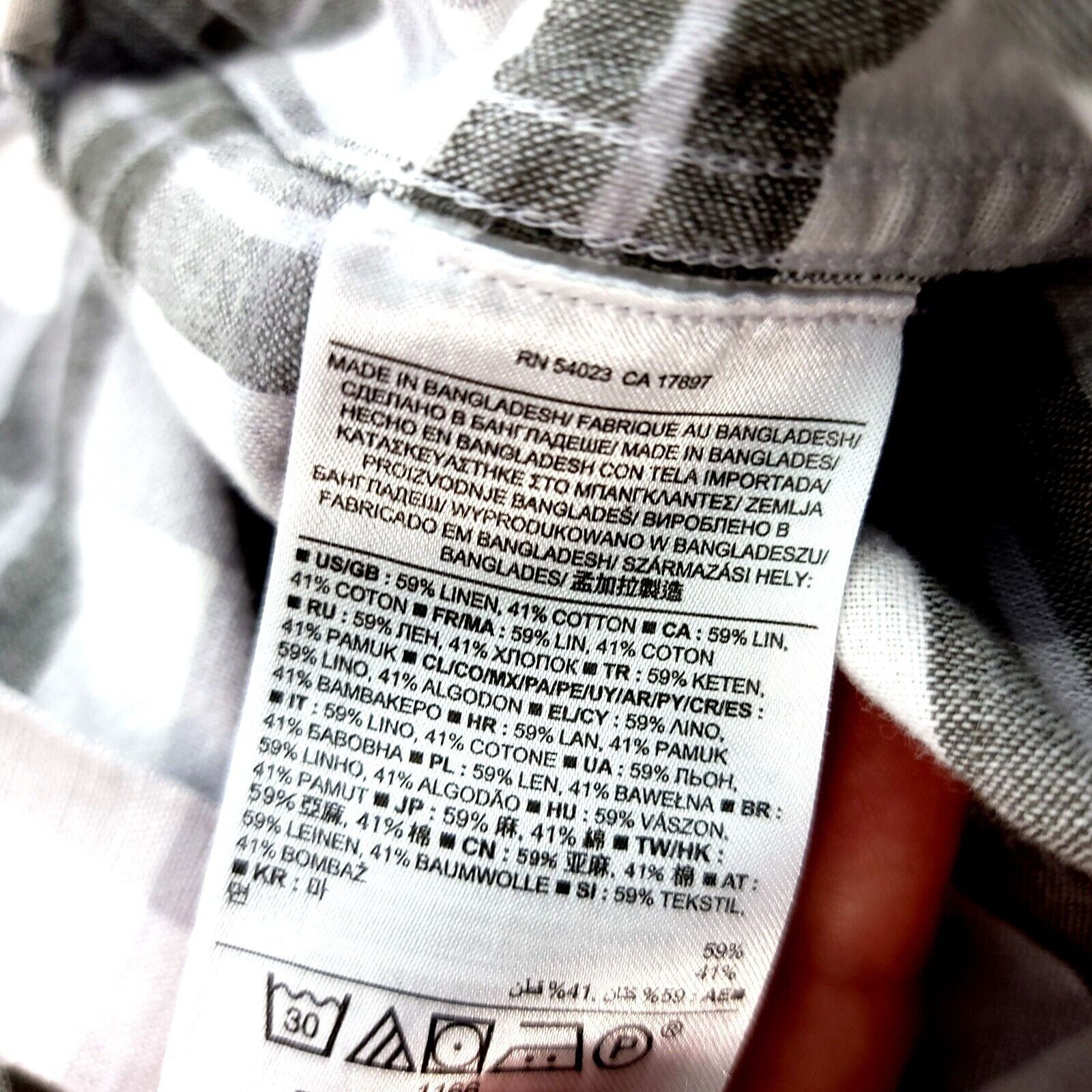 Banana Republic Banana Republic Linen Blend Gray White Plaid Large Collared Size US L / EU 52-54 / 3 - 10 Thumbnail