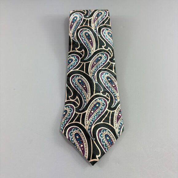 Other Tie Tree Black / Purple Paisley Men's Tie 4" x 60" Vintage Size ONE SIZE - 1 Thumbnail