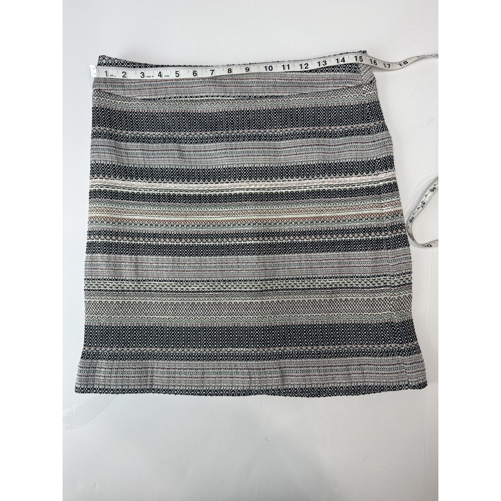 Loft LOFT Textured Woven Mini Skirt Boho Stripe Tweed Office 8 Size 30" / US 8 / IT 44 - 3 Thumbnail
