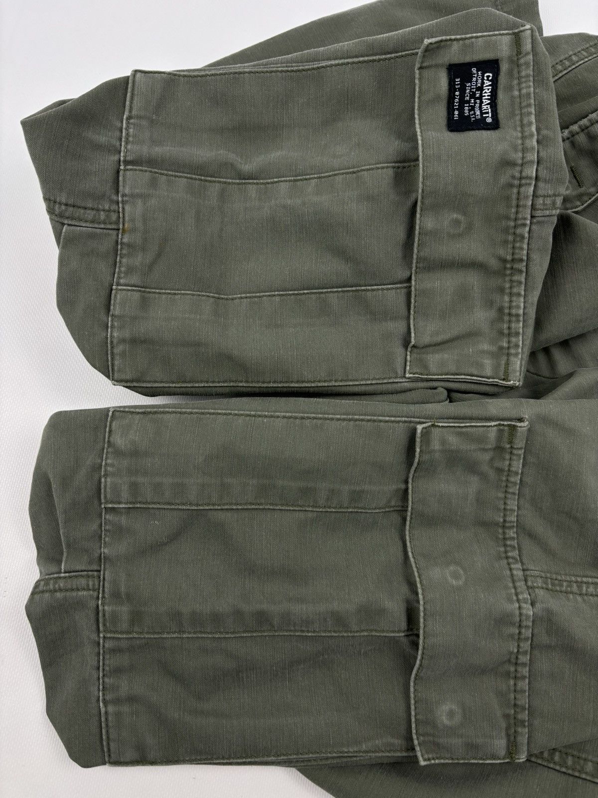 Carhartt × Carhartt Wip × Vintage VTG CARHARTT WIP CAMPER Khaki Cargo Pocket Military Work Trousers Utility Pants Size US 32 / EU 48 - 13 Thumbnail