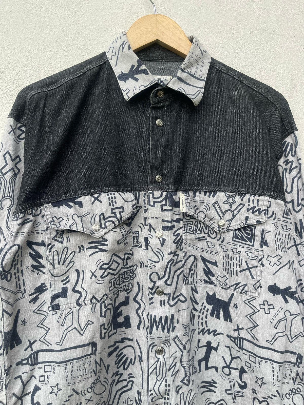Iceberg × Keith Haring × Vintage 90s Iceberg Keith Haring Fullprint Button Shirt Size US M / EU 48-50 / 2 - 7 Thumbnail