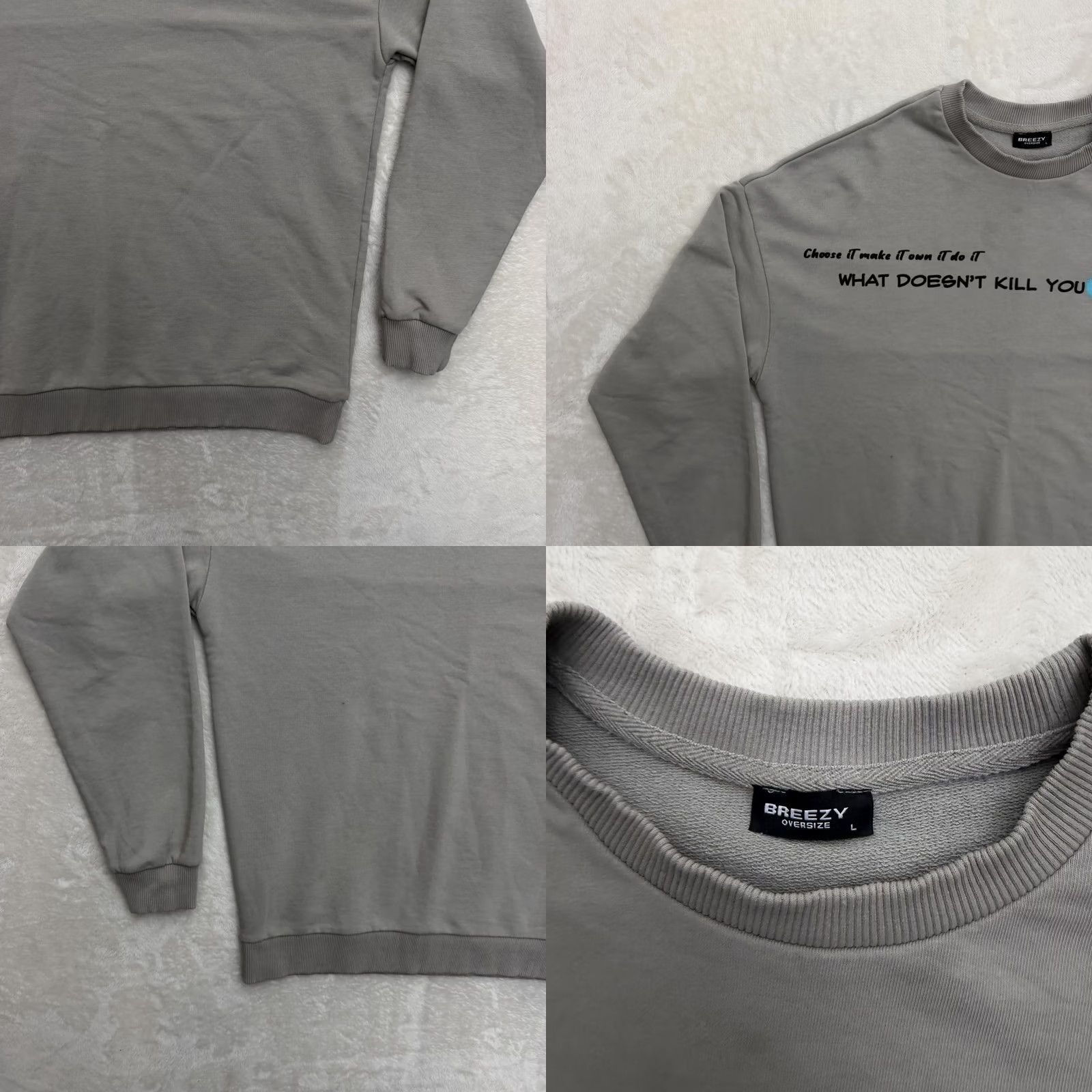 Vintage BREEZY Sweatshirt Mens Large Gray Graphic Print Quotes Pullover Crew Neck Size US L / EU 52-54 / 3 - 9 Thumbnail