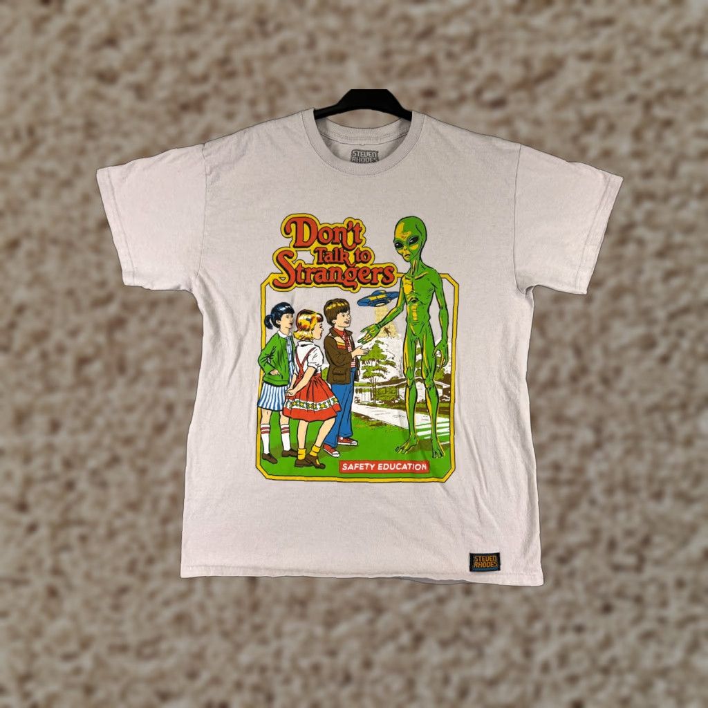 RHODE VINTAGE Steven Rhodes Shirt Men Adult Large Beige Cotton Jersey Logo Graphic Print 90s Art City Comics Designer American t-shirt Size US L / EU 52-54 / 3 - 1 Thumbnail