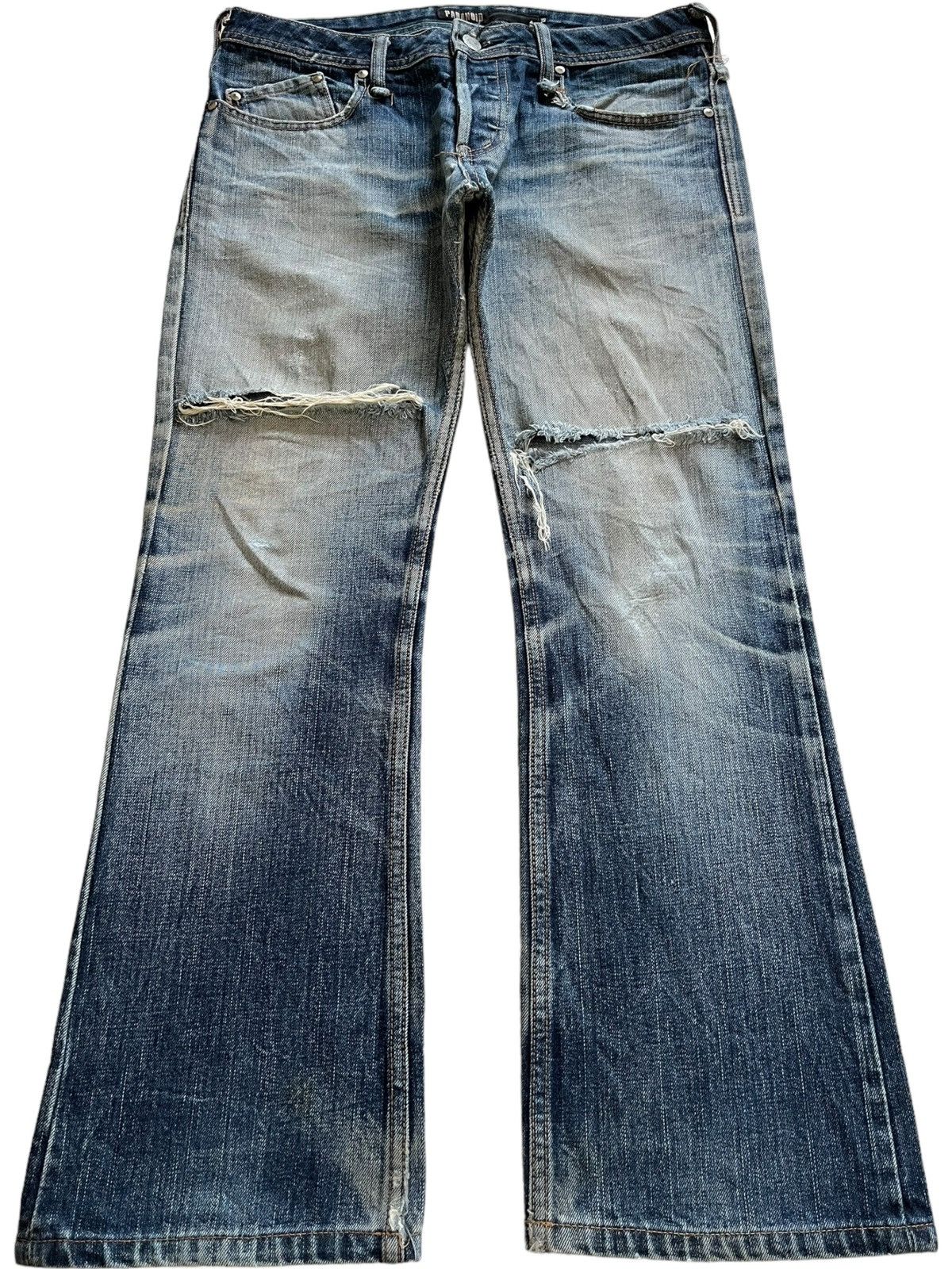 Japanese Brand Vintage Japanese Brand Fade Wash Distressed Flared Jeans Size US 30 / EU 46 - 1 Thumbnail