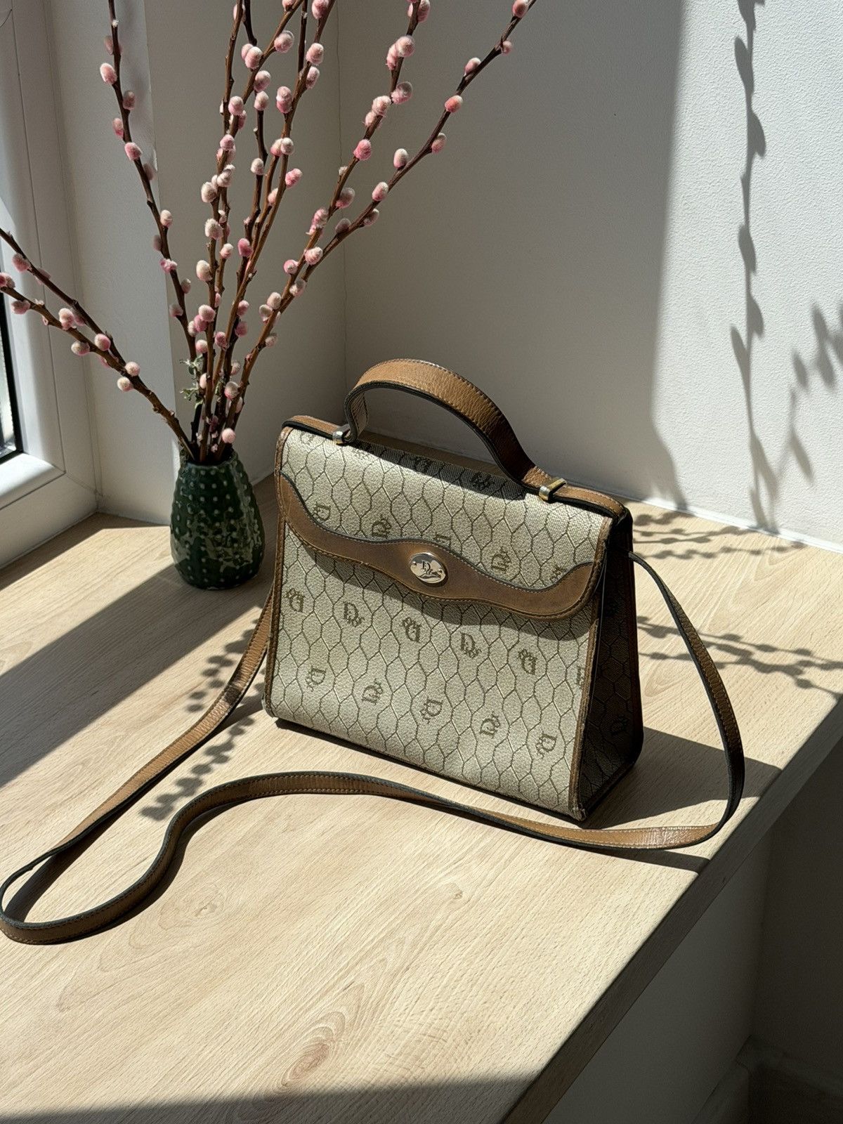 Dior Christian Dior France Vintage Honeycomb Canvas Leather Bag Size ONE SIZE - 8 Thumbnail