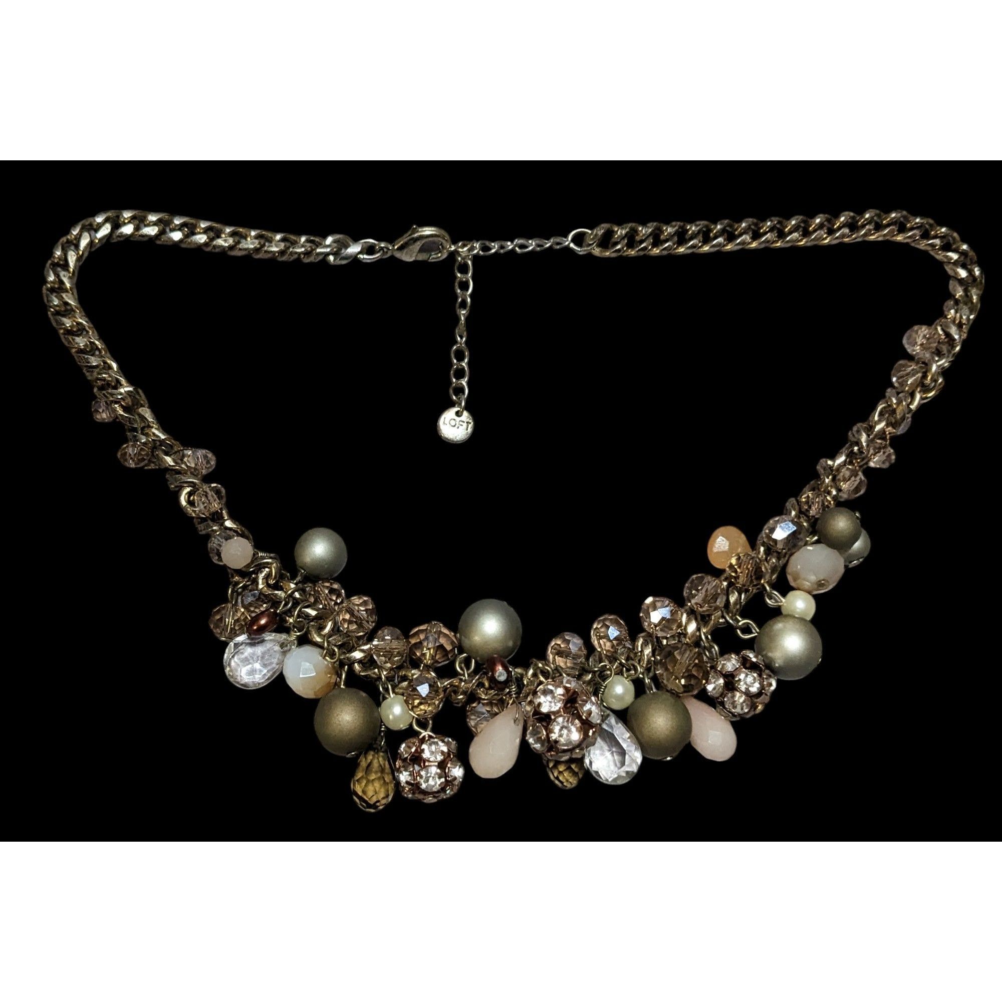 Loft Glam Ann Taylor Loft Gold Beaded Fringe Necklace Size ONE SIZE - 1 Thumbnail