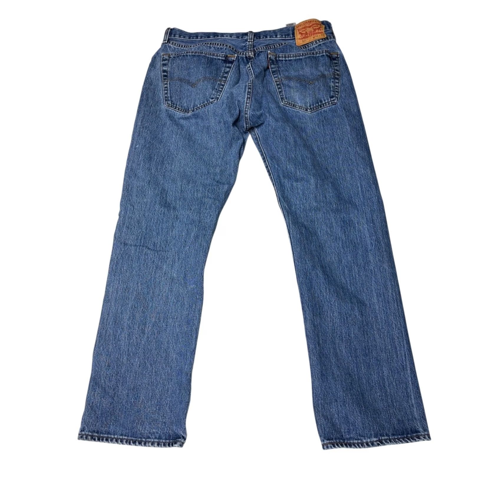 Vintage Levi's 501 Jeans Mens Medium Wash Button Fly Straight Leg 36x30 Denim Distressed Pocket Cotton Vintage-Style Regular Rise Mid Size US 36 / EU 52 - 7 Thumbnail