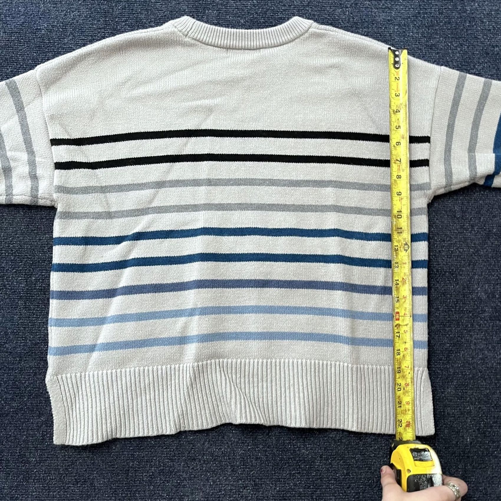 Vintage VINTAGE Philosophy Republic Clothing Sweater Womens 1X Gray Striped Crewneck Pullover Size XL / US 12-14 / IT 48-50 - 5 Thumbnail