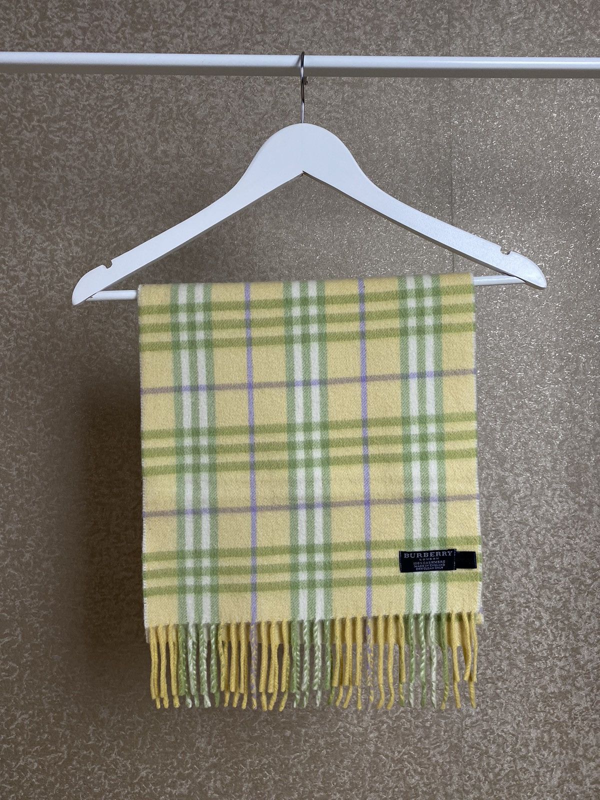 Burberry Burberry London Pure Cashmere Green/Yellow Check Scarf Size ONE SIZE - 1 Thumbnail
