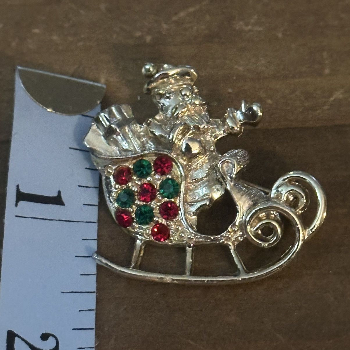 Vintage Vintage Dodds Christmas Santa Sleigh rhinestone brooch Size ONE SIZE - 2 Thumbnail