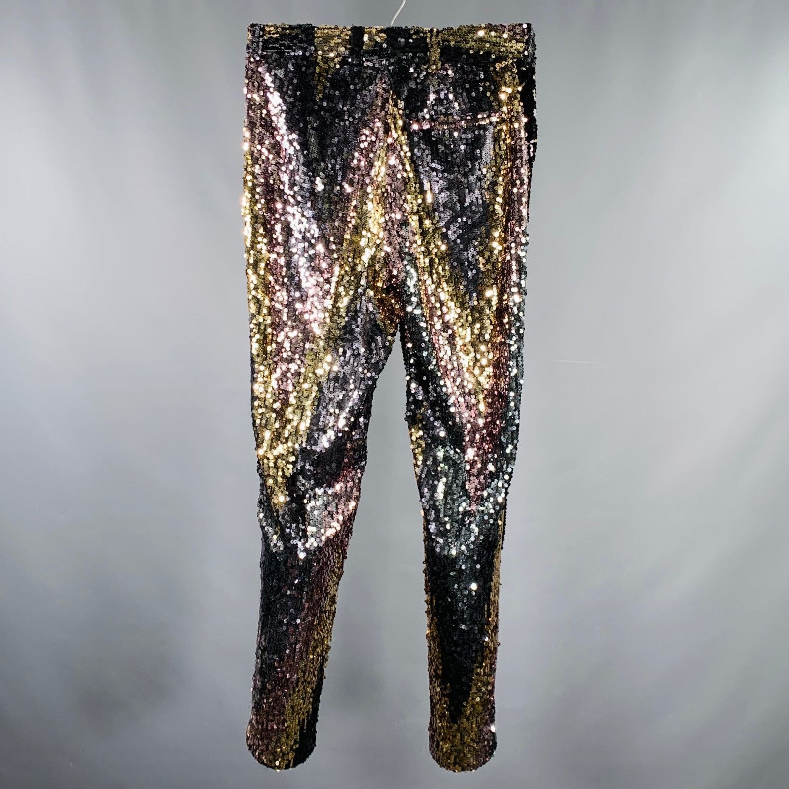 Other Size 30 Silver Gold Sequined Polyester Jean Cut Dress Pants Size US 30 / EU 46 - 3 Thumbnail