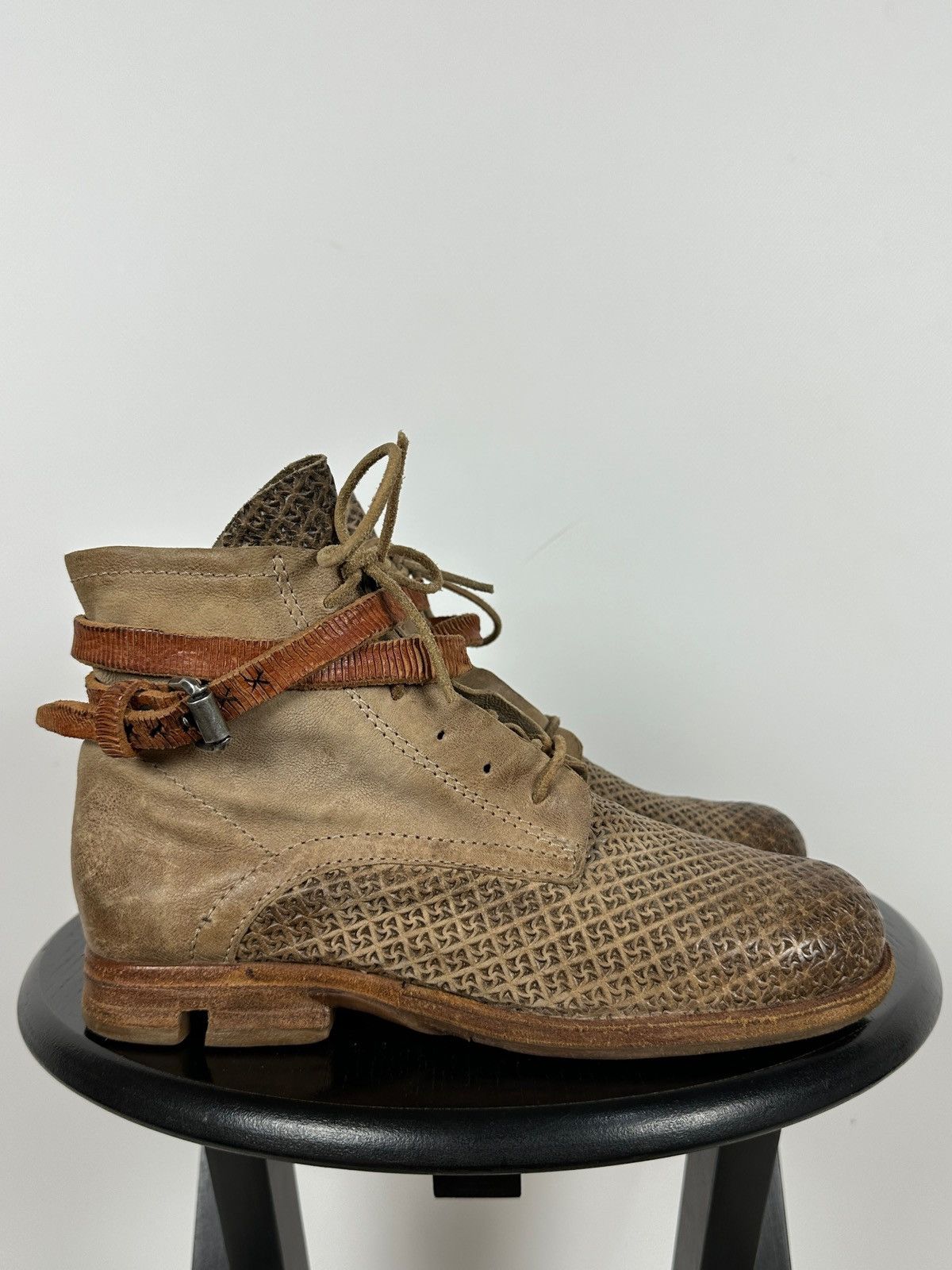A.S.98 A.S.98. Airstep Beige Leather Biker Buckle Strap Ankle Boots Size US 8 / IT 38 - 1 Thumbnail