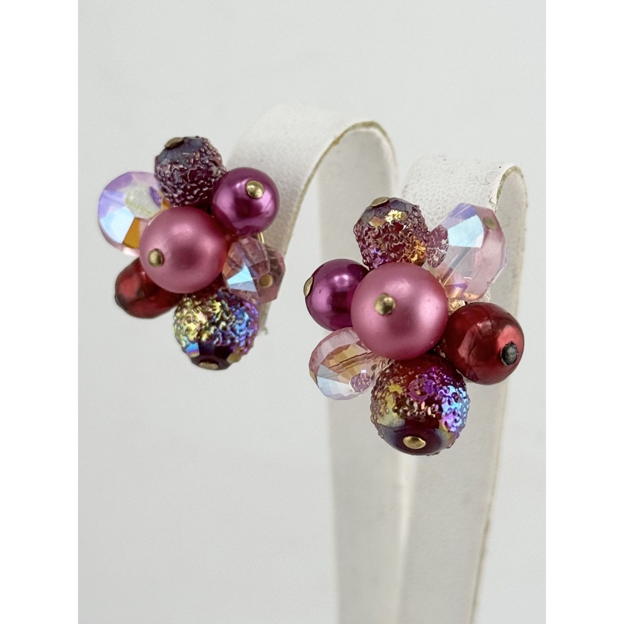 Vintage Vintage Vendome Pink Art Glass Crystal Earrings Size ONE SIZE - 1 Thumbnail
