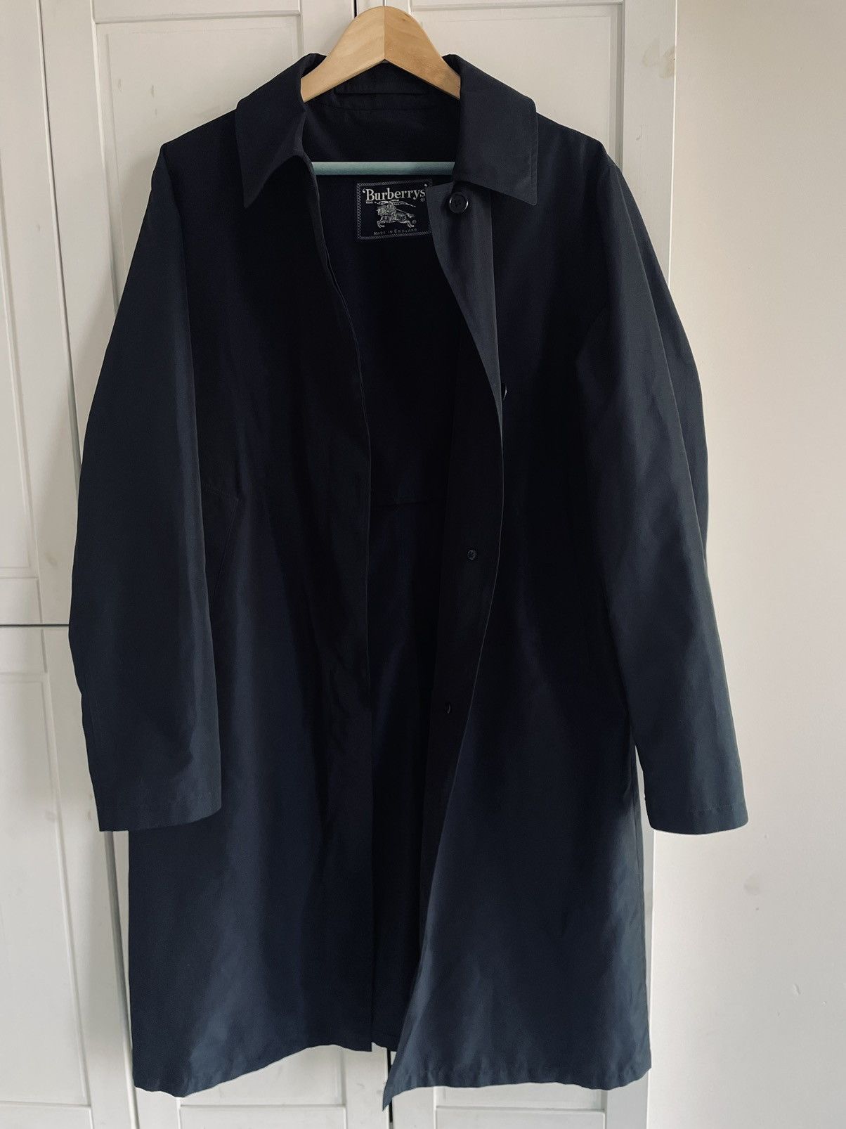 image of Burberry X Vintage Trench Coat in Navy, Women's (Size Large)