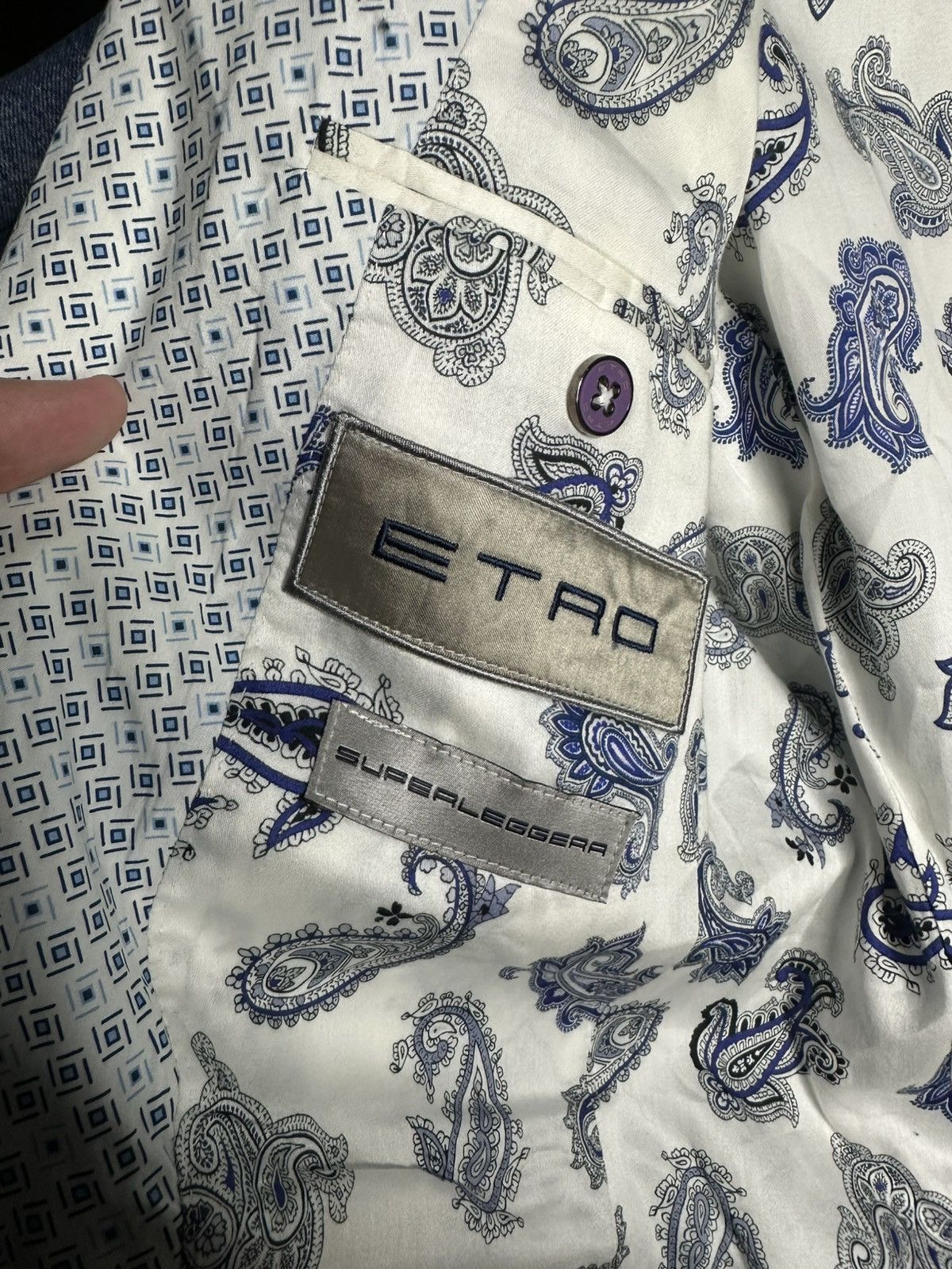 Etro Etro Superleggera Blazer Jacket 48 IT Geometric Print Size 48R - 6 Thumbnail