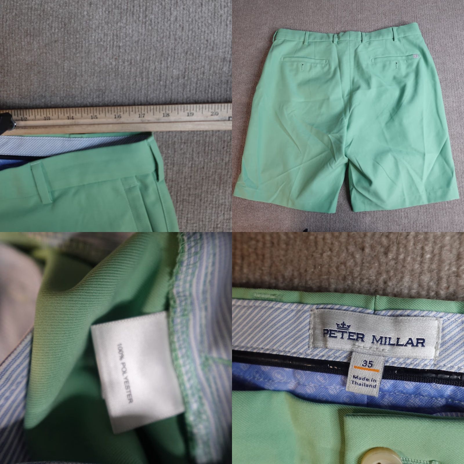 Peter Millar Peter Millar Shorts 35 Green Solid Performance 9" EB82 Mens Athletic Golf Size US 35 - 8 Thumbnail