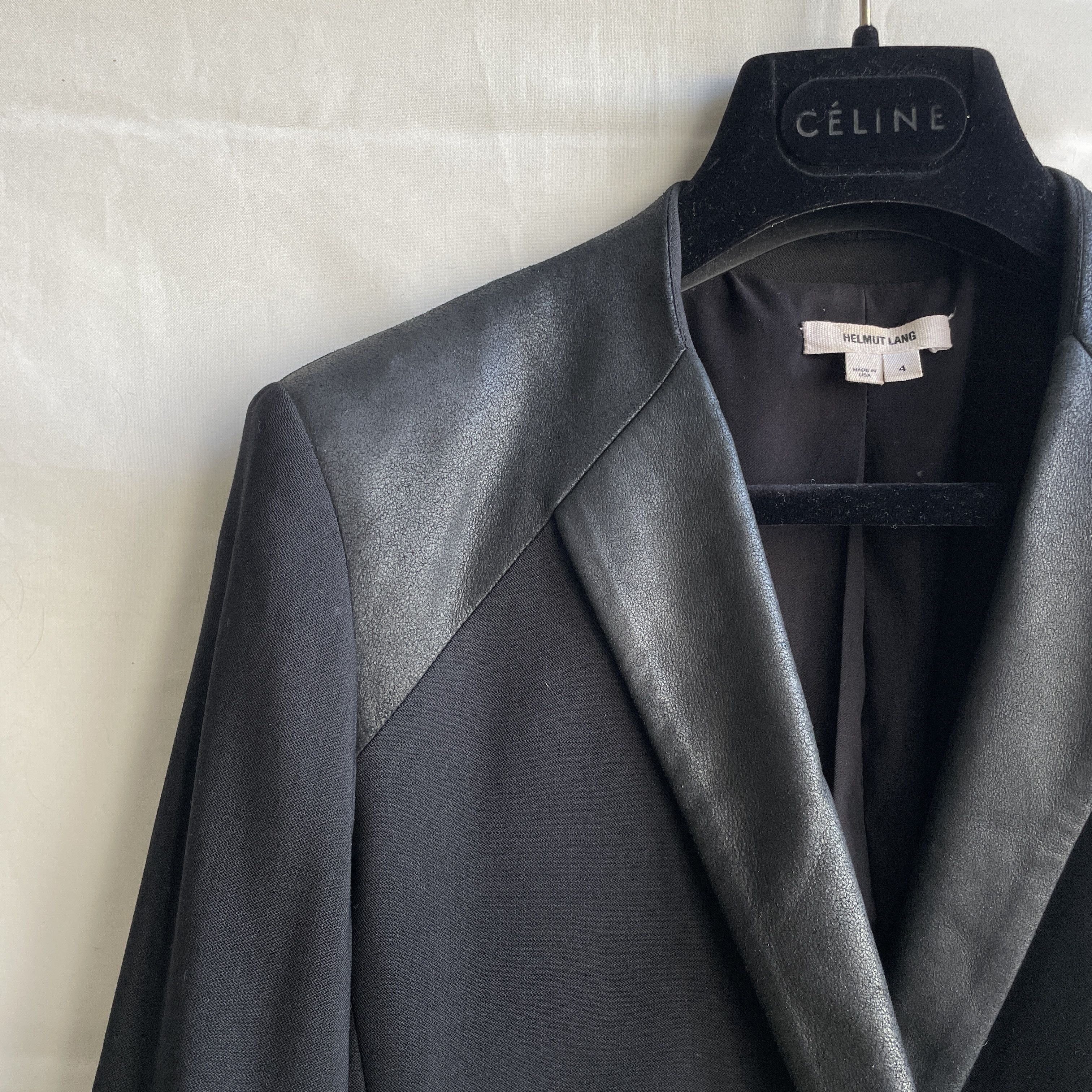 Helmut Lang Helmut Lang Leather Wool Ruched Sleeves Blazer Size S / US 4 / IT 40 - 7 Thumbnail