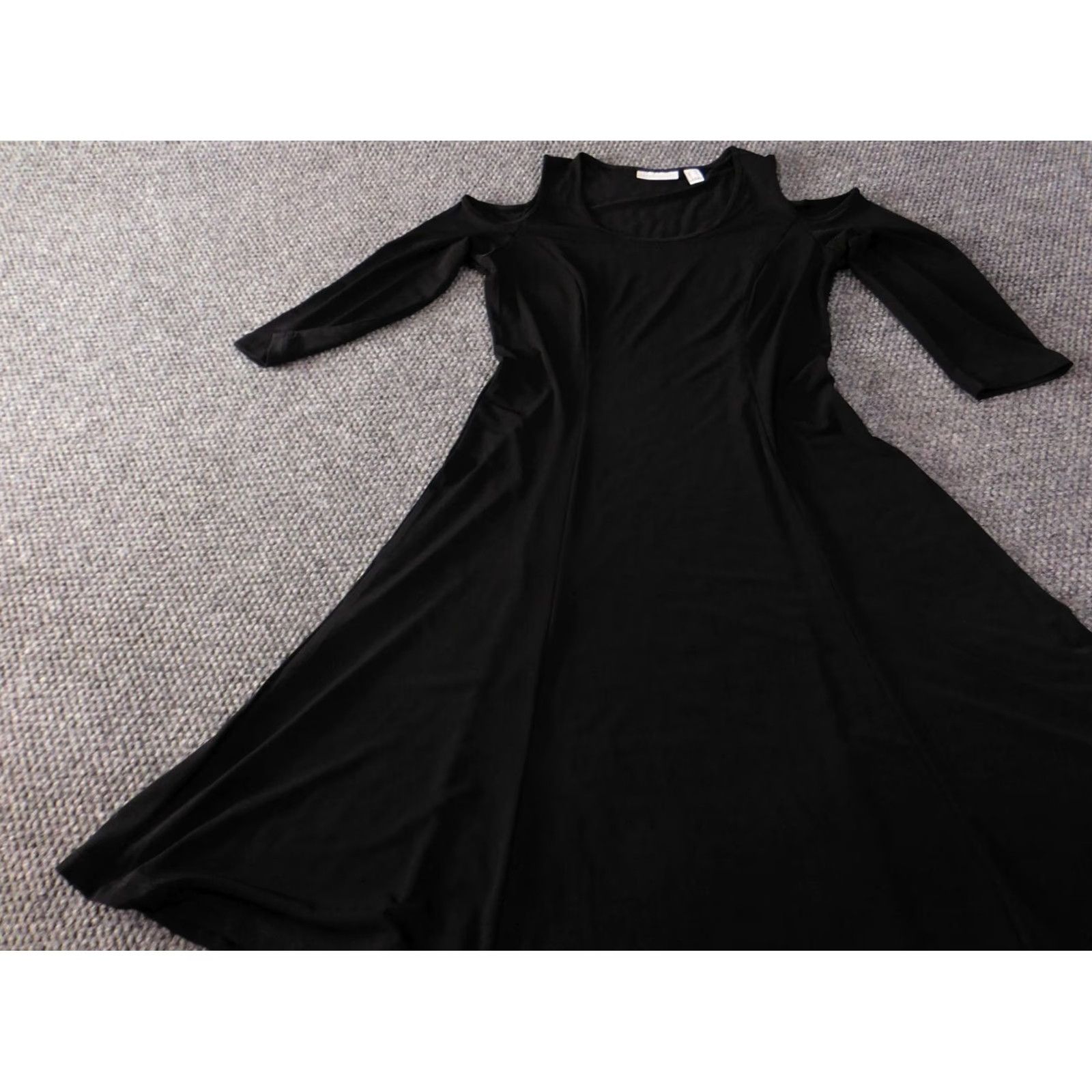 Vintage Susan Graver Dress XS Black A-Line Midi Sundress Stretch Casual Modern Women Size XS / US 0-2 / IT 36-38 - 3 Thumbnail