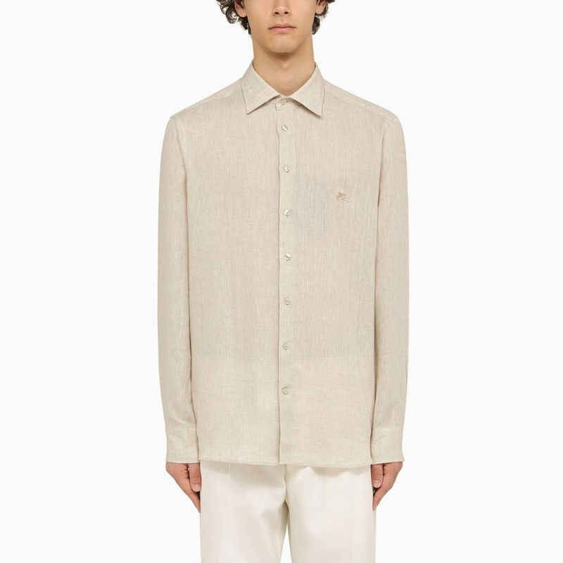 image of Etro Ivory Linen Shirt in White, Men's (Size Medium)