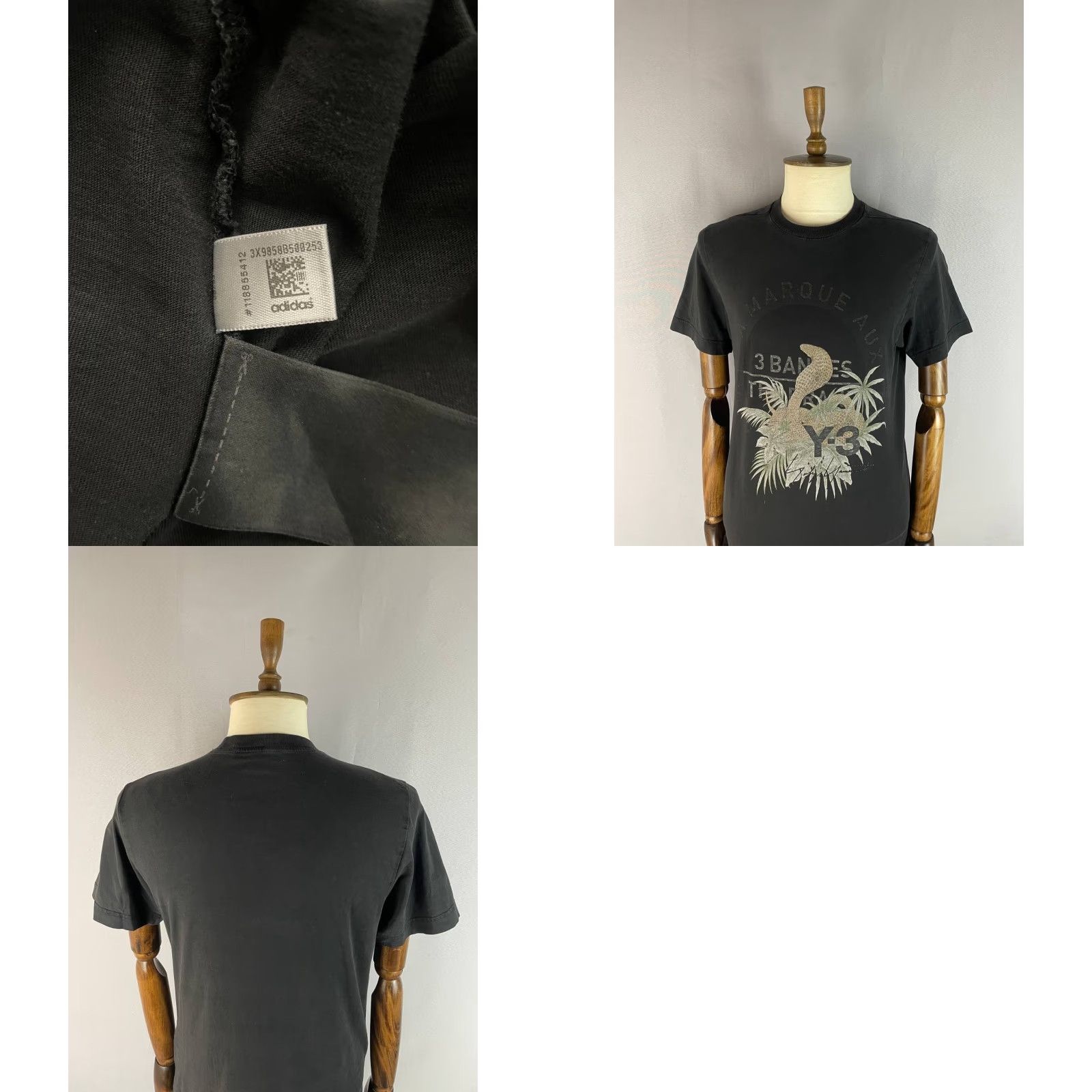 Adidas Adidas Mens Y-3 Yamamoto Cobra T-Shirt L Black Short Sleeve Crew Neck Size US L / EU 52-54 / 3 - 9 Thumbnail