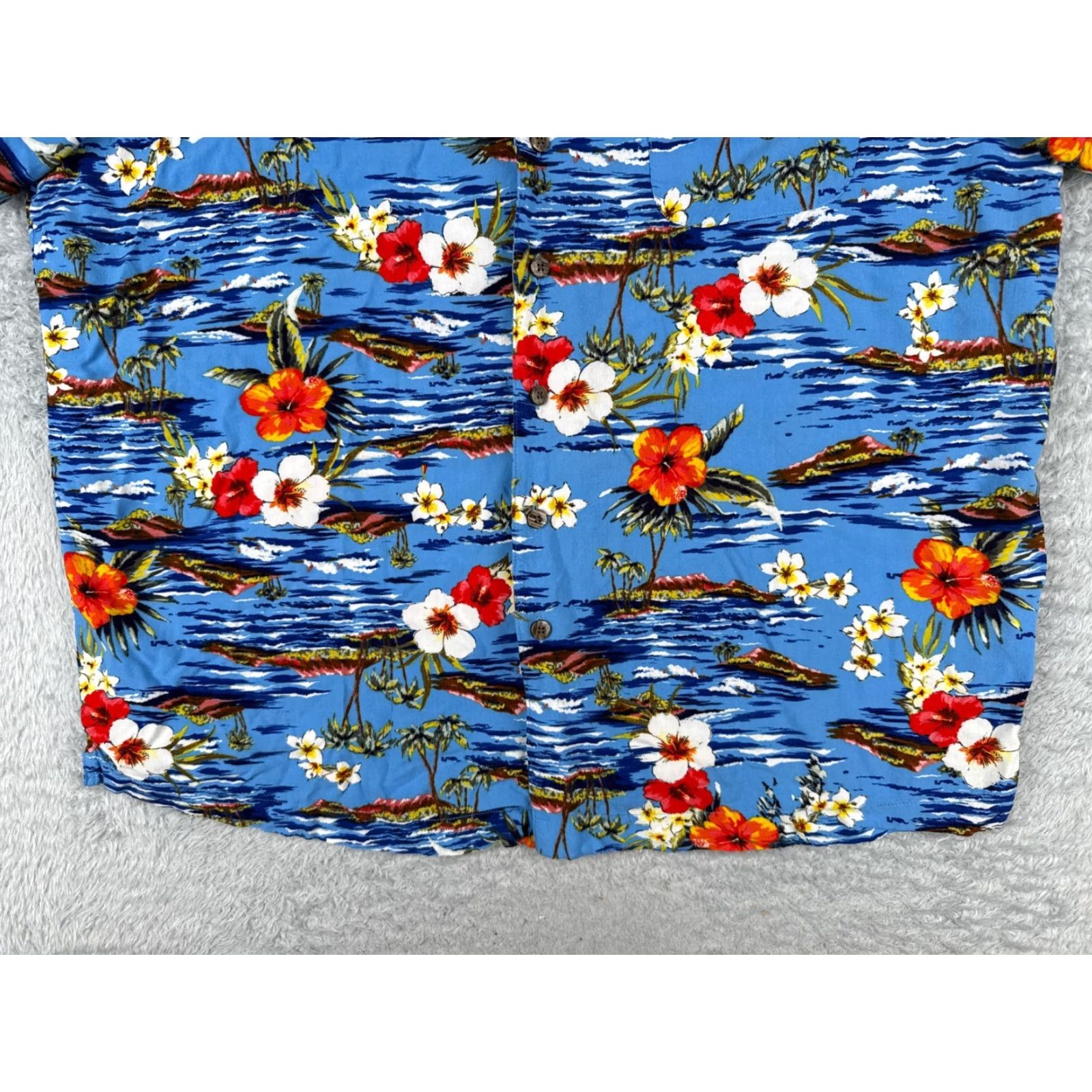 George George Mens Shirt 2XL Hawaiian Floral Short Sleeve Button-Up Blue Size US XXL / EU 58 / 5 - 5 Thumbnail