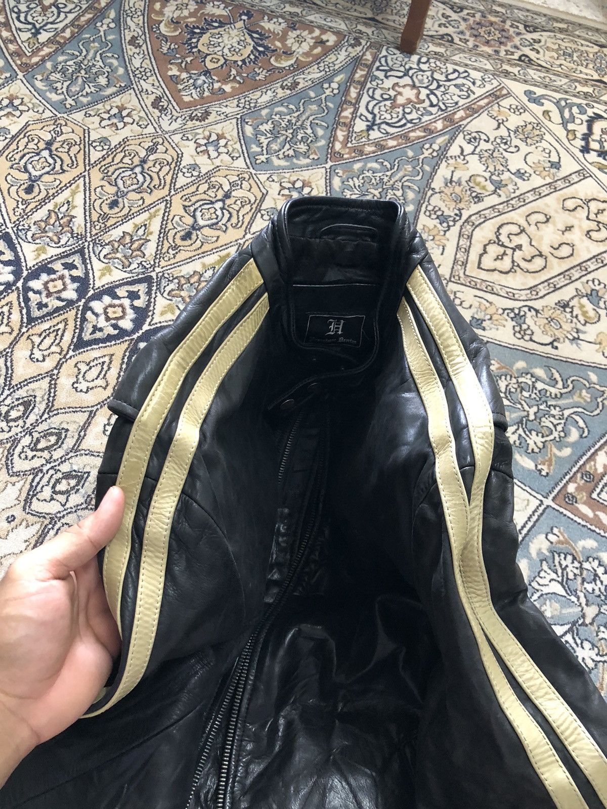 Tommy Hilfiger Rare❗️Tommy Hilfiger Premium Cafe Racer Leather Jacket Size US L / EU 52-54 / 3 - 18 Thumbnail