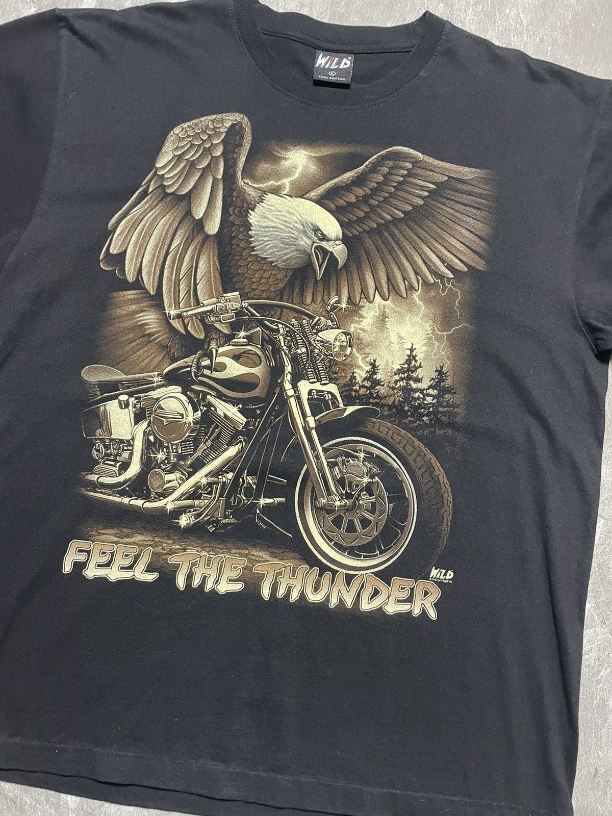 Harley Davidson Feel The Thunder Oeagle Harley Davidson Bike Skulls T Shirt Size US XL / EU 56 / 4 - 2 Thumbnail