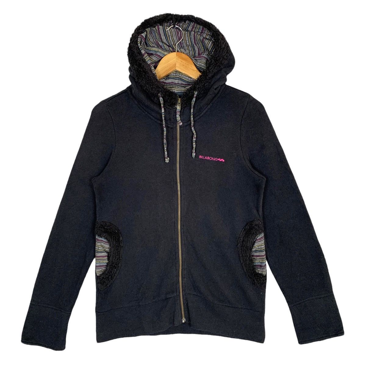 Vintage Billabong Streetwear Plain Full Zip Hoodie