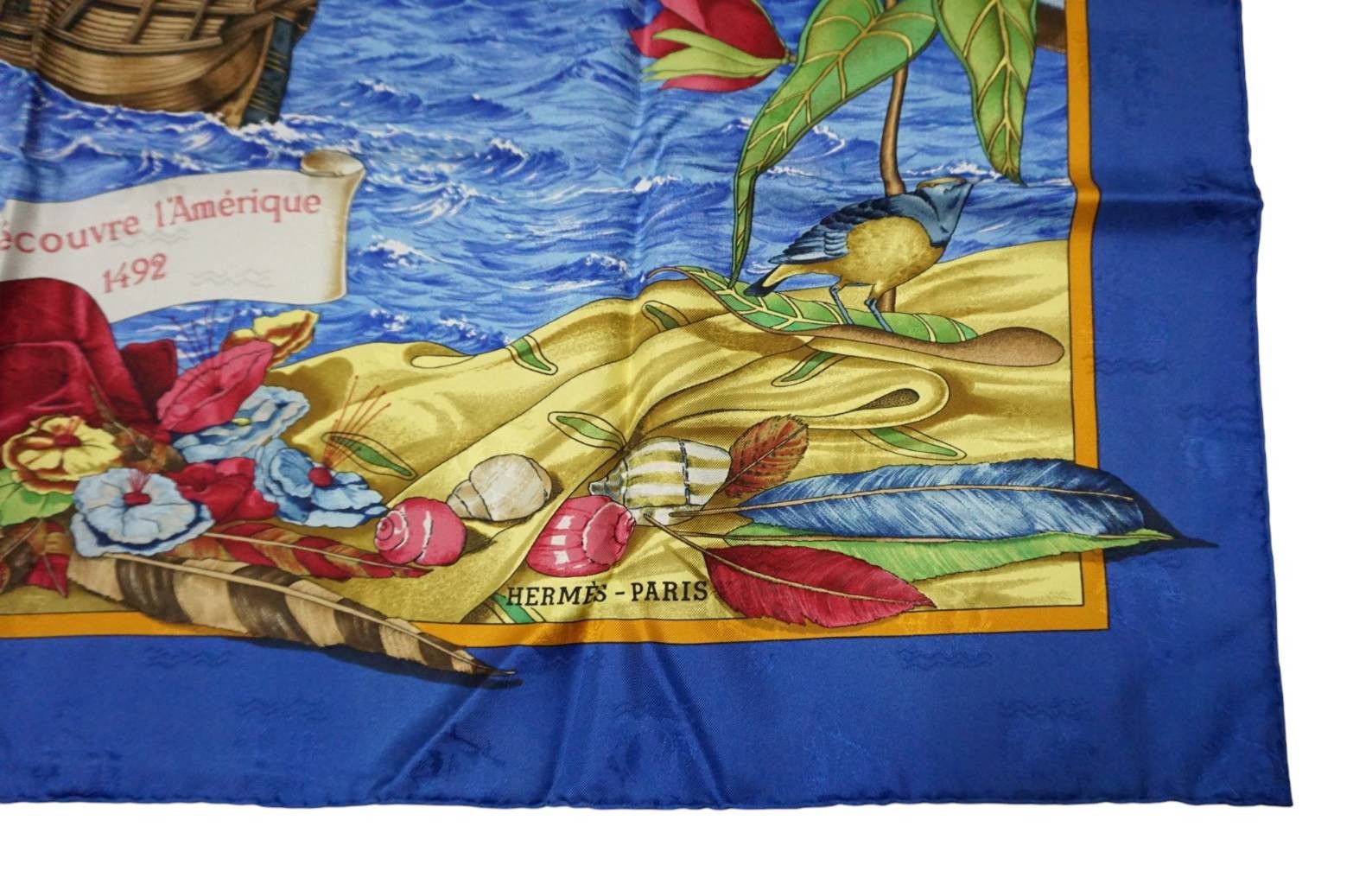 Hermes × Vintage HERME'S CHRISTOPHE COLOMB CARRE 90 VINTAGE SILK SCARF Size ONE SIZE - 1 Thumbnail