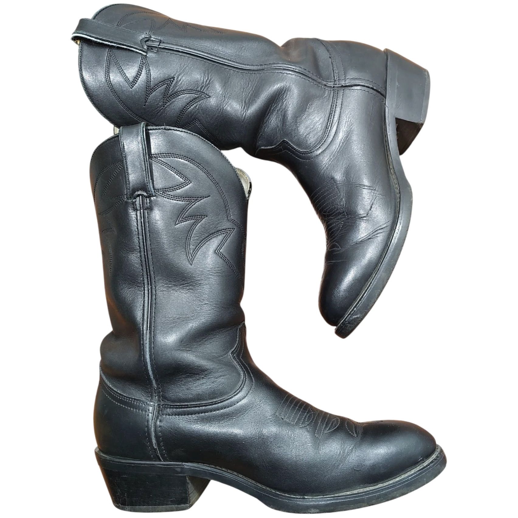 Durango VINTAGE Durango TR760 Black Leather Cowboy Western Boots Mens 9 D Rodeo Southwestern Size US 9 / EU 42 - 2 Thumbnail