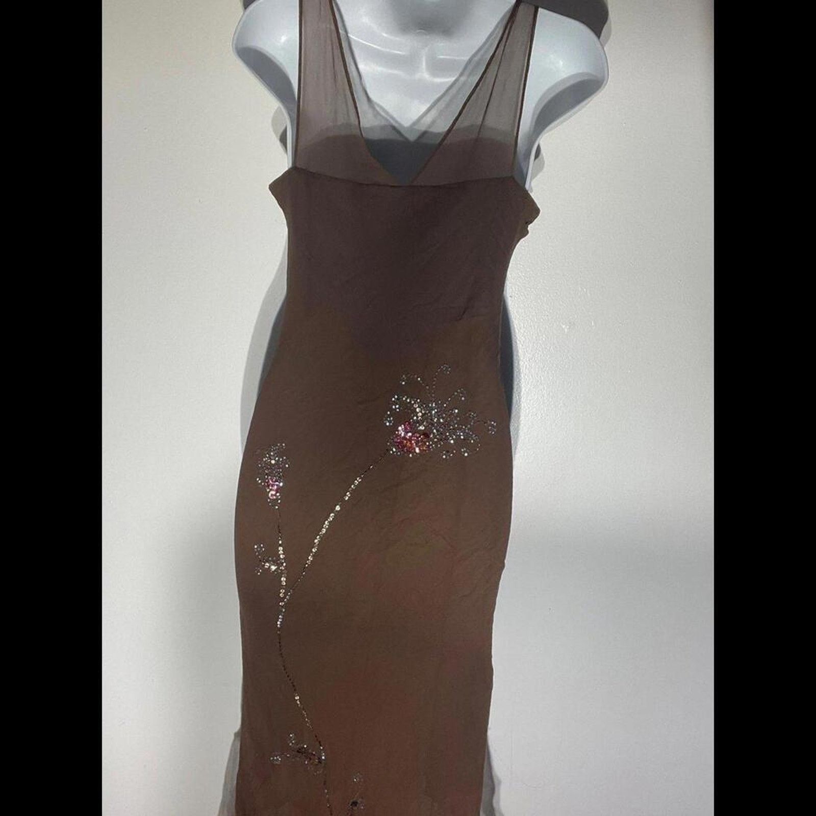 Other Dress gown Brown Ticker Bell with beaded accent florals Size S / US 4 / IT 40 - 9 Thumbnail