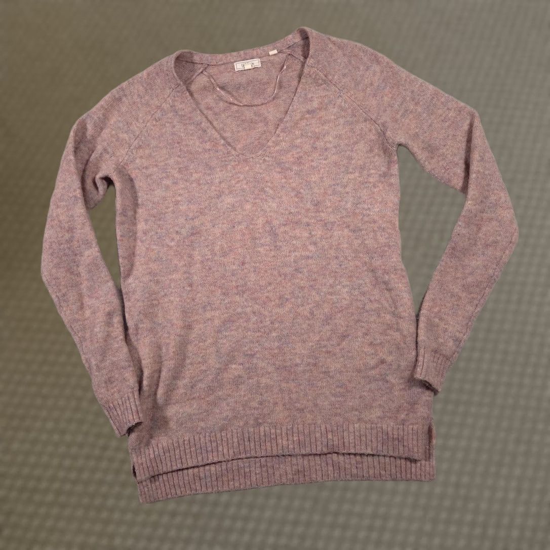 FatFace FatFace Sweater Womens Raglan Longline V-Neck Knit Pullover Mauve Heather Pink V-Neck Raglan Sleeves Long Sleeve Womens Sweater 2 XS? Size XS / US 0-2 / IT 36-38 - 1 Thumbnail