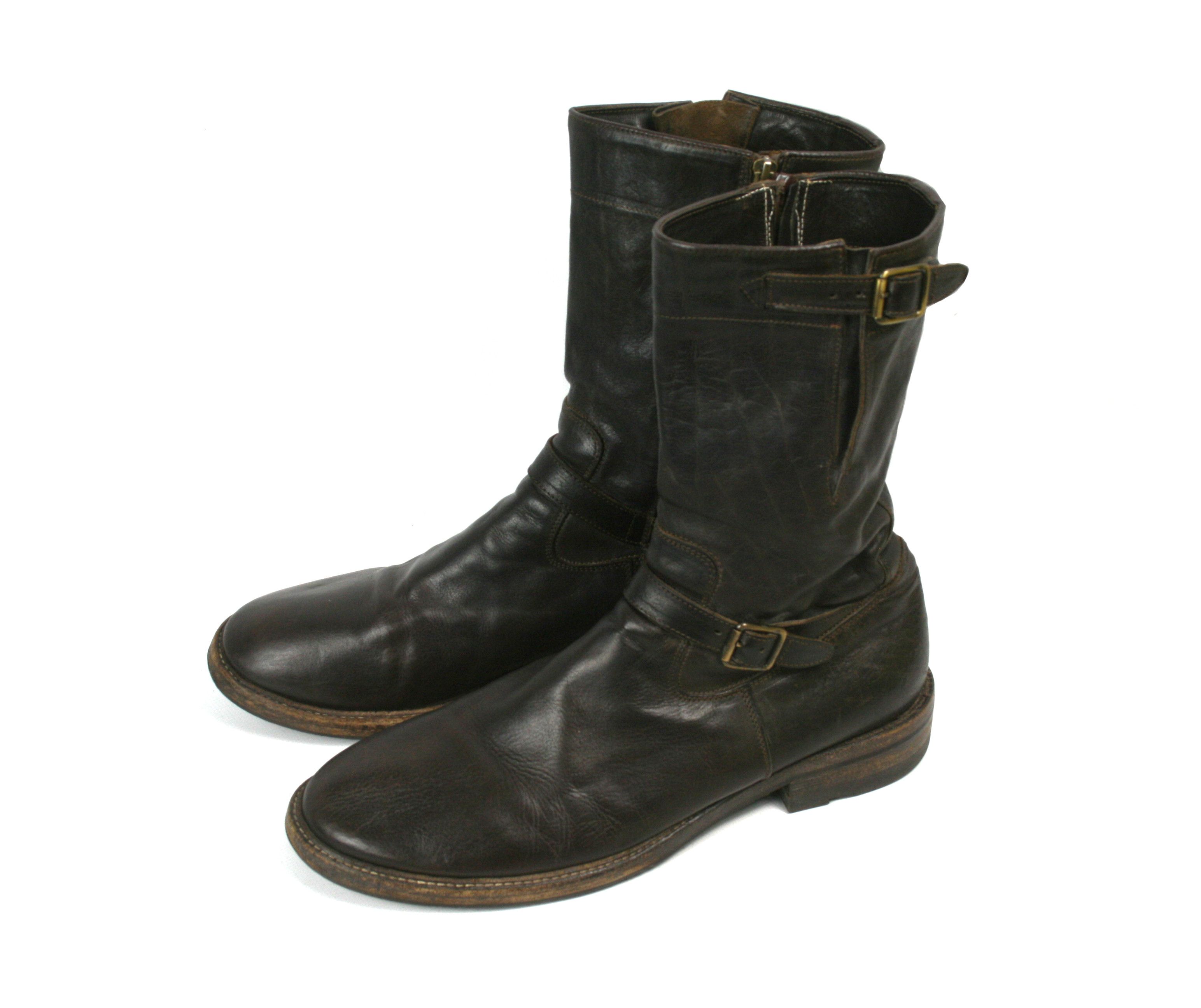 Shoto Avant Garde Engineered Biker Leather Mid Boots Size US 12 / EU 45 - 2 Thumbnail