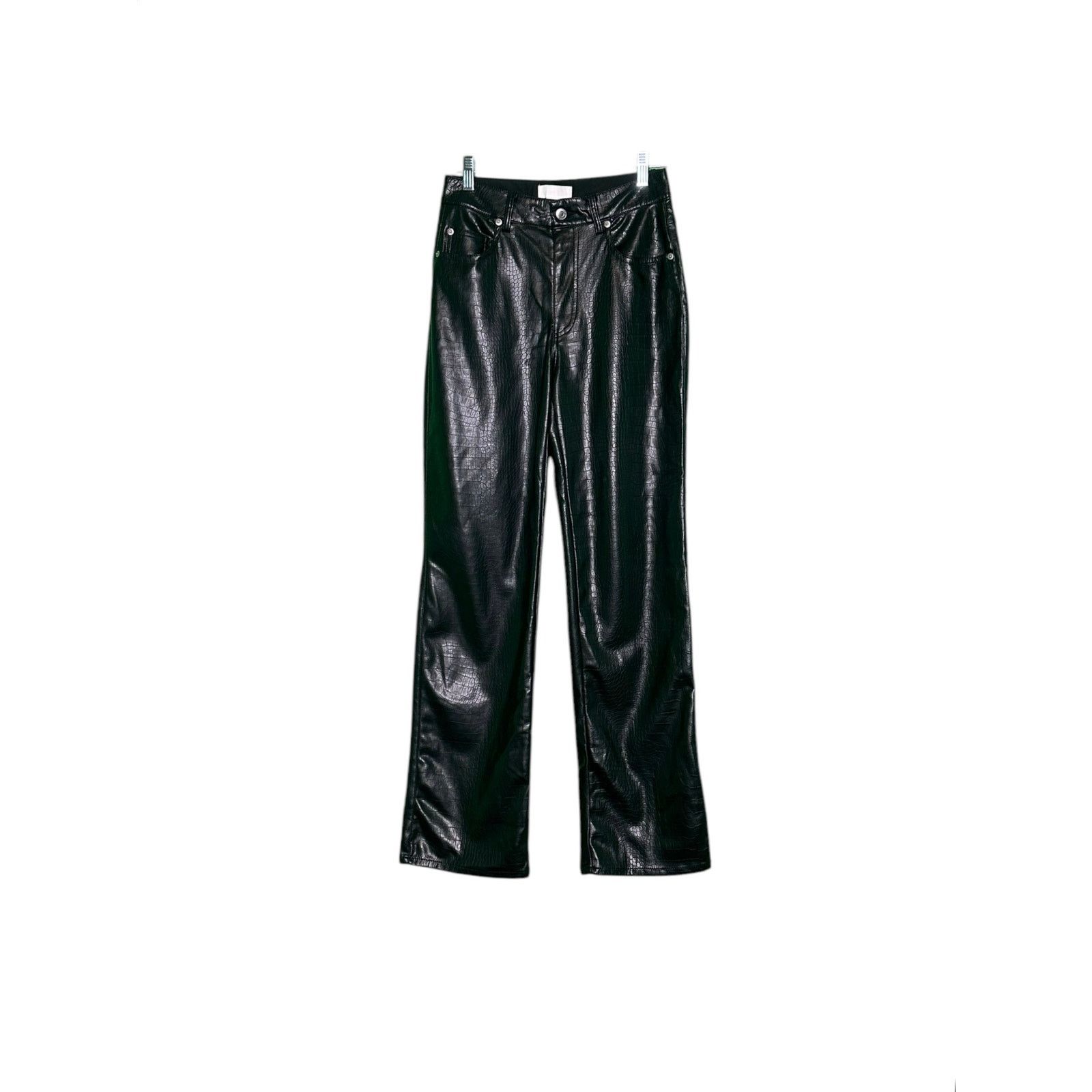 H&M H&M black faux crocodile leather straight leg pants size 4 Size 27" / US 4 / IT 40 - 12 Thumbnail