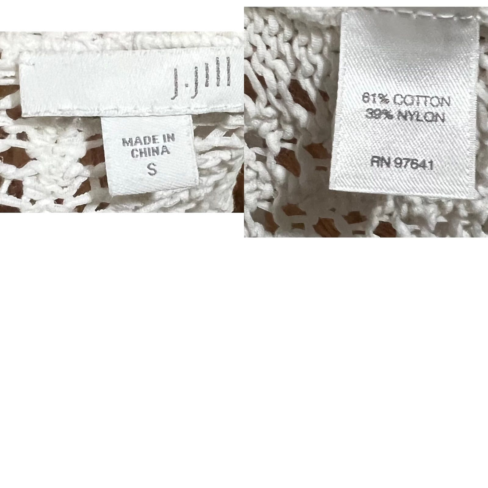 J. Jill J Jill Sweater White Open-Knit Crochet 3/4 Sleeve Cotton Blend S Womens Shirt Knit pullover Classic Coastal Preppy Beach Cottage Size S / US 4 / IT 40 - 8 Thumbnail