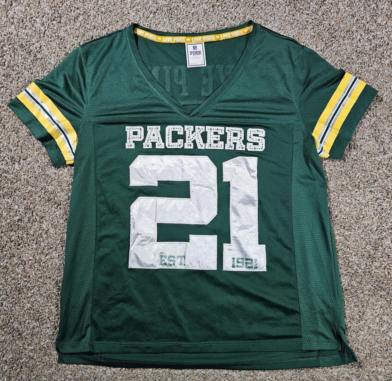 Designer Victoria’s Secret Pink Fifth & Ocean Green Packers Jersey L Size ONE SIZE - 1 Thumbnail