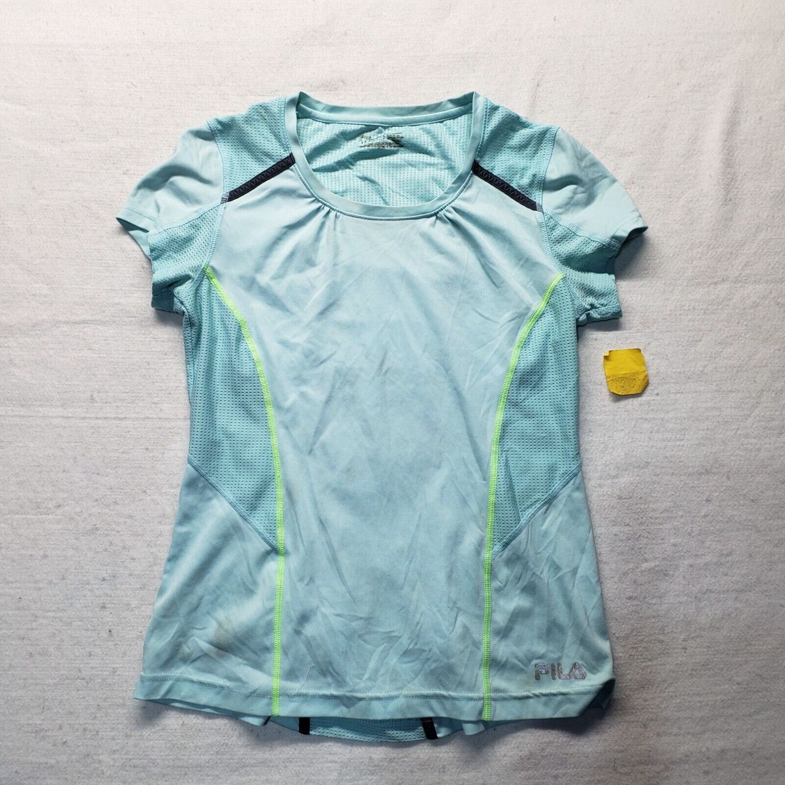 Fila Fila T Shirt Light Blue Sport Short Sleeve Athletic Polyester Workout  Women's S