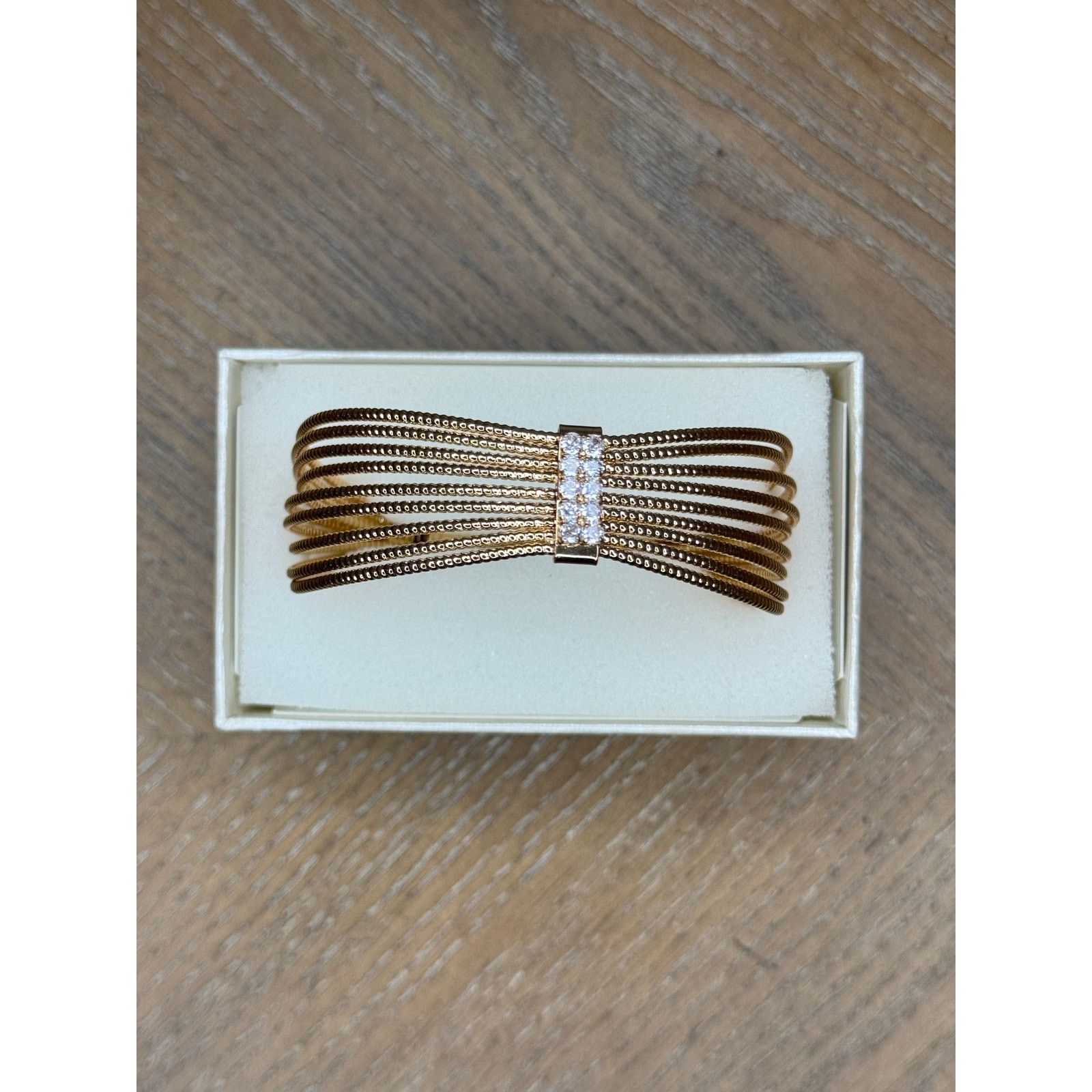 Anne Klein Anne Klein Gold Tone Multi Row Crystal Cuff Bracelet Size ONE SIZE - 3 Thumbnail