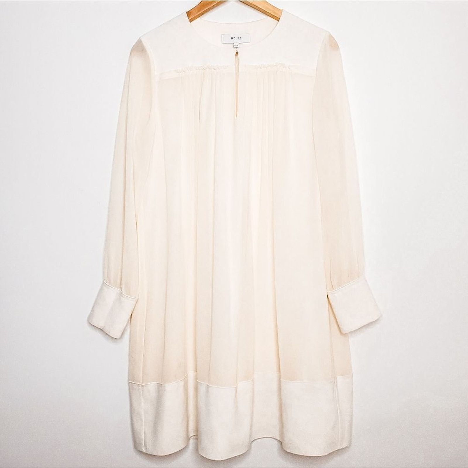 Reiss Reiss Off White Cream Finn Soft Sheer Pleated Dress Size 6 Size M / US 6-8 / IT 42-44 - 2 Thumbnail