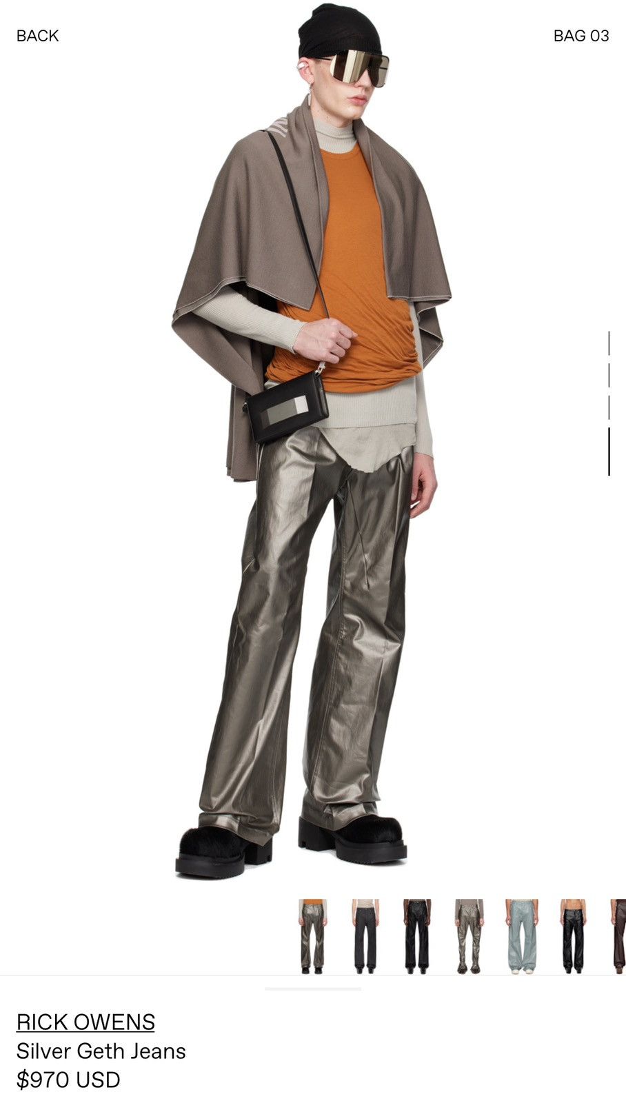 Rick Owens Silver Geth Jeans Size US 33 - 4 Thumbnail